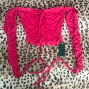 NWT pink cropped off the shoulder top!